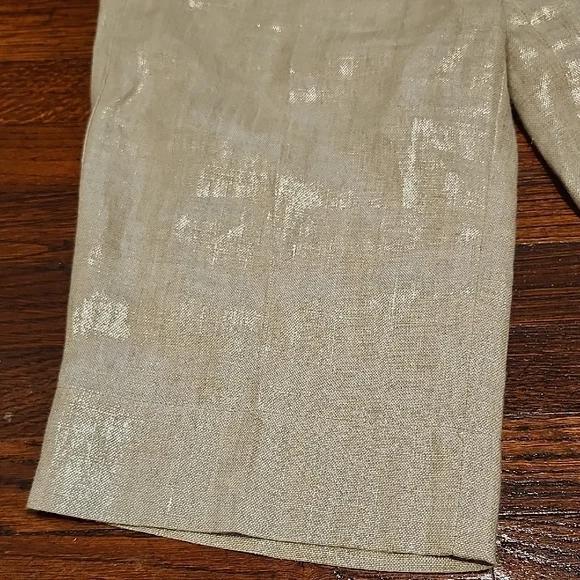 J. Crew City Fit 100% Linen Shiny Metallic Beige Bermuda Shorts Tailored Fit - Picture 4 of 9